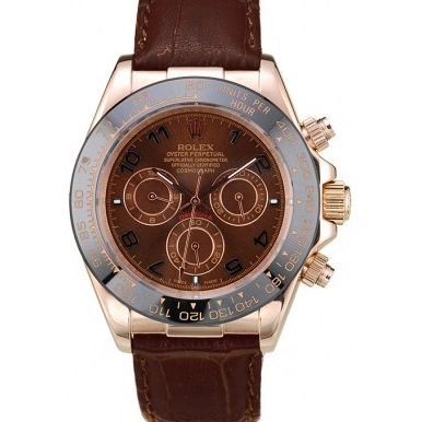 AAA replica watch Gold Brown Daytona Brown Strap Case Leather Dial Rose Rolex 0630